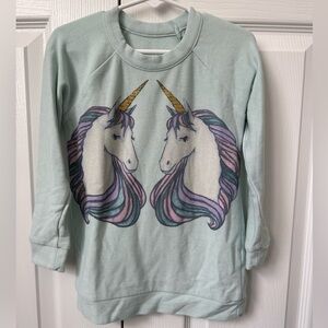 CHASER Girls Aqua Unicorn Long Sleeve Shirt Sz 5